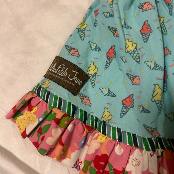 Matilda Jane Ice Cream Cone Skirt Blue Green Polka Dot Girls Size 4 - Picture 3 of 4